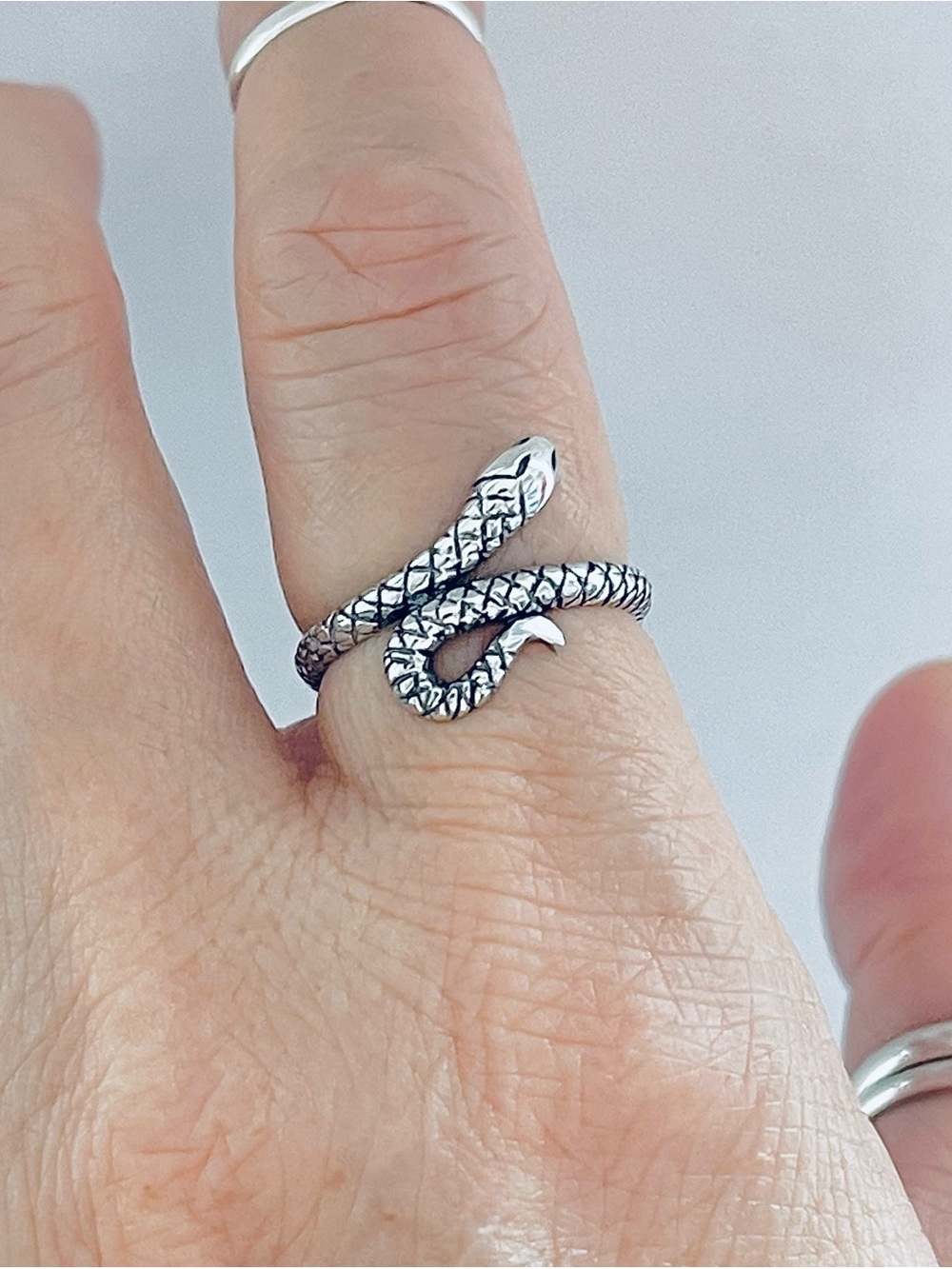 🐍TOP SELLER 🐍 Sterling Silver Snake Ring, Reptile Animal Silver Rings, Snakes - Picture 7 of 13